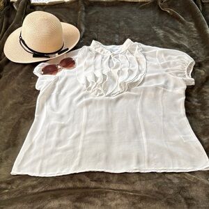 Cleo White Ruffled Blouse